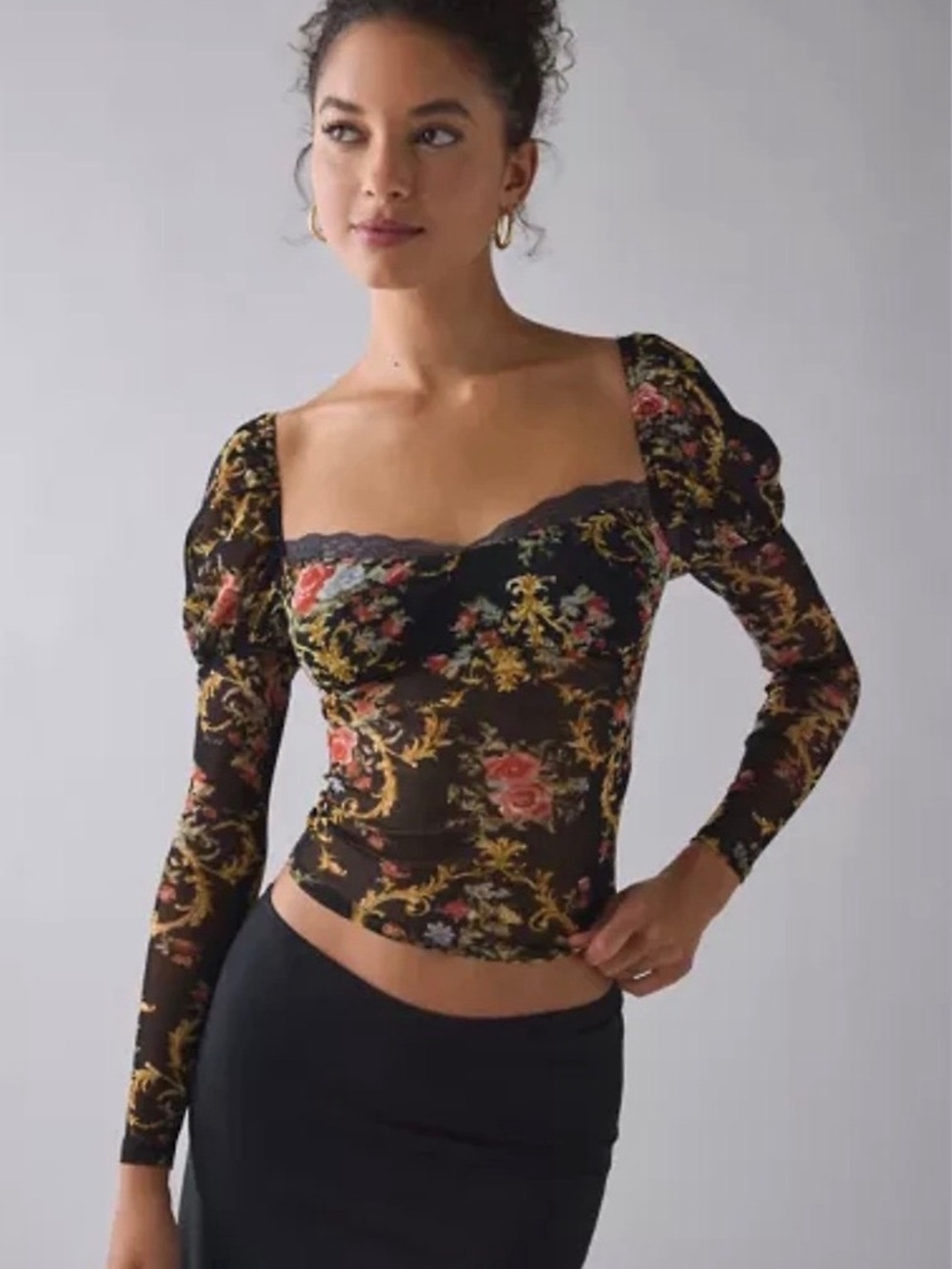 Kimchi Blue sheer and lace floral top